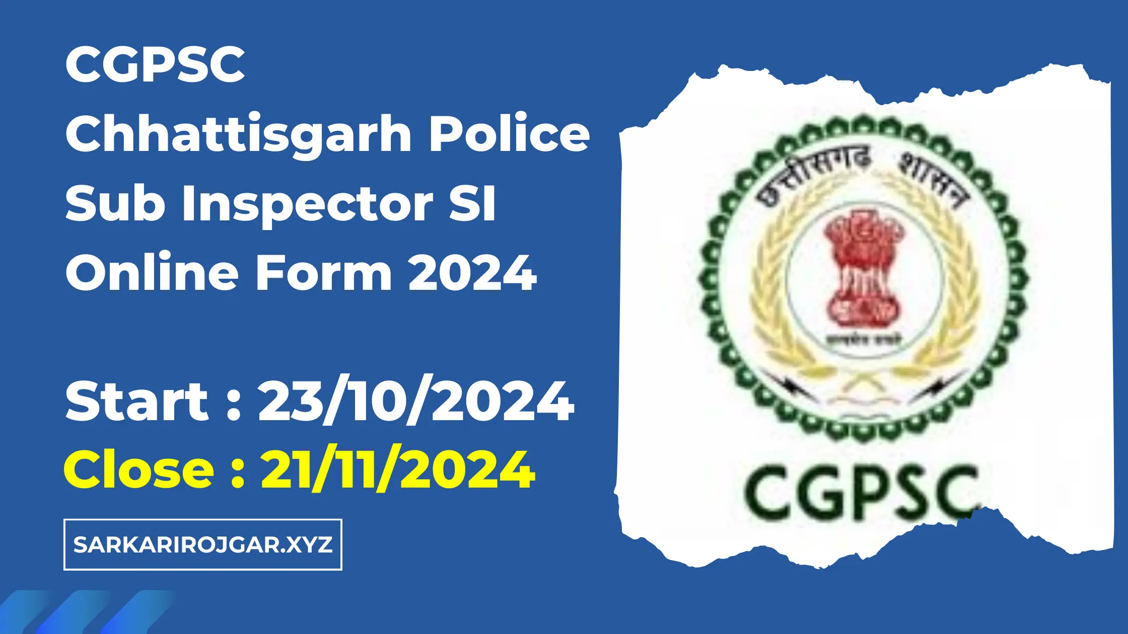 CGPSC Chhattisgarh Police Sub Inspector SI Online Form 2024