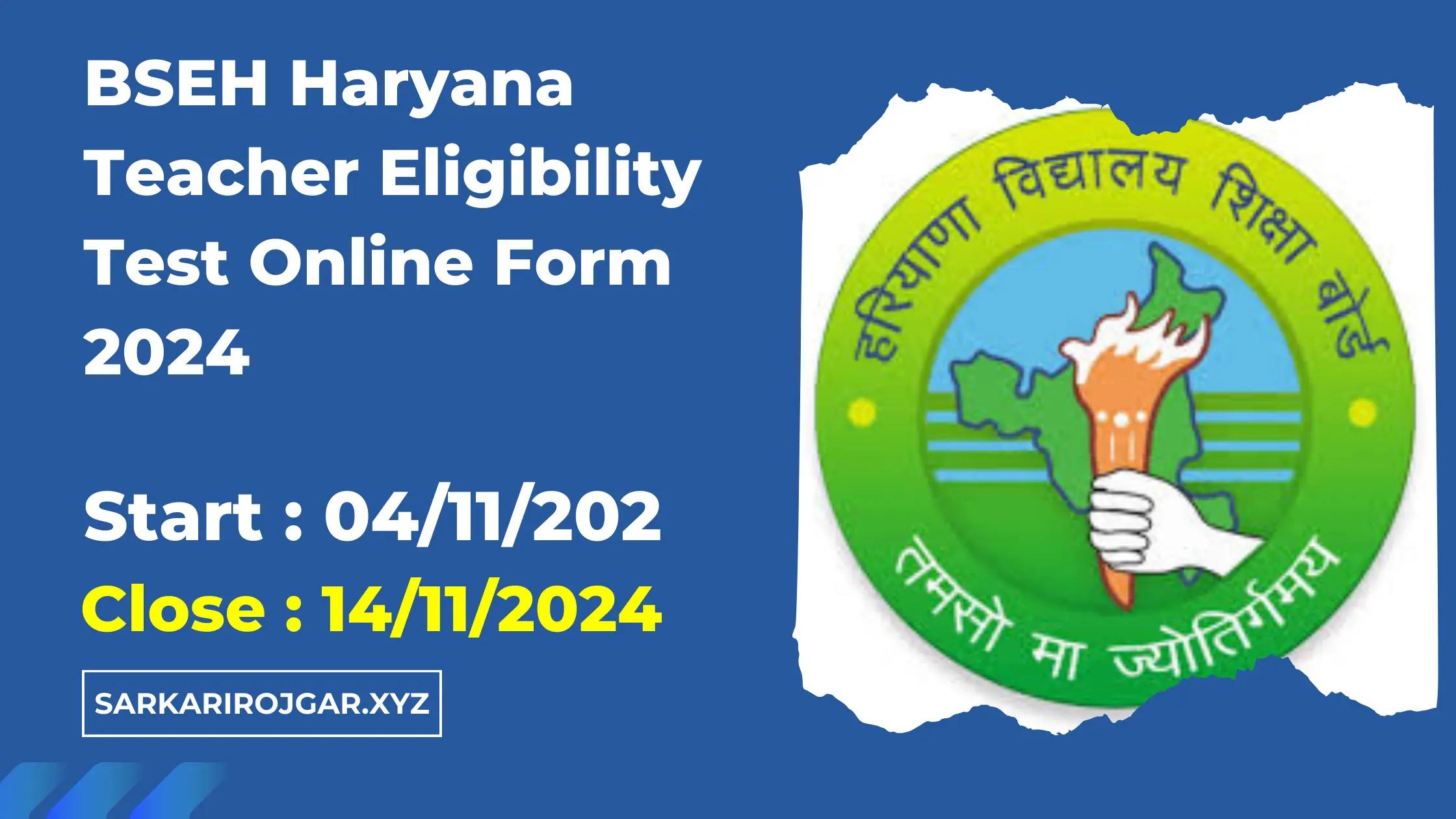 BSEH Haryana Teacher Eligibility Test Online Form 2024